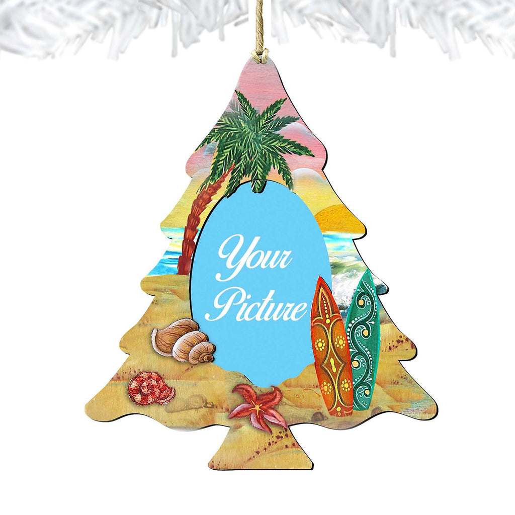 Coastal Christmas Tree Picture Frame Ornaments - Ornament for Photo - Coastal Holiday Decor - 8119186-3PF