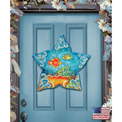 Sea Starfish Beach House Door Decor by G. DeBrekht - Coastal Holiday Decor - 8126151H