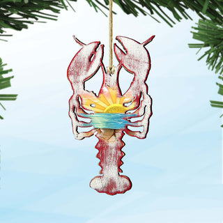 Rustic Lobster Wooden Ornaments by G. DeBrekht - Coastal Holiday Decor - 8198538