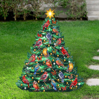Christmas Birds-Themed Christmas Tree Outdoor Indoor Decor Wooden Christmas Decoration by G. Debrekht Christmas Decor - 8191511F