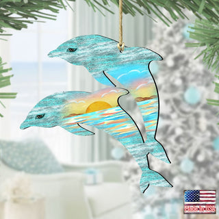 Dolphins Wooden Ornaments by G. DeBrekht - Coastal Holiday Decor - 8198519