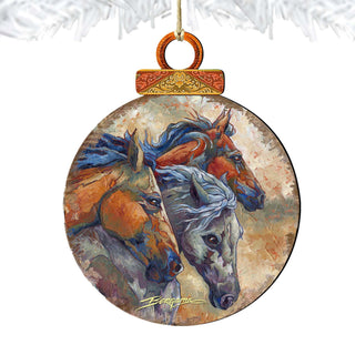 Let Them Run Horse Heads Wooden Ornaments by J. Bergsma - Wildlife Holiday Decor - 8591259-JB