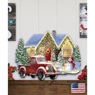 Christmas Light Lane with Truck Door Decor by D. Gelsinger - Christmas Santa Snowman Decor - 8461039H-1926