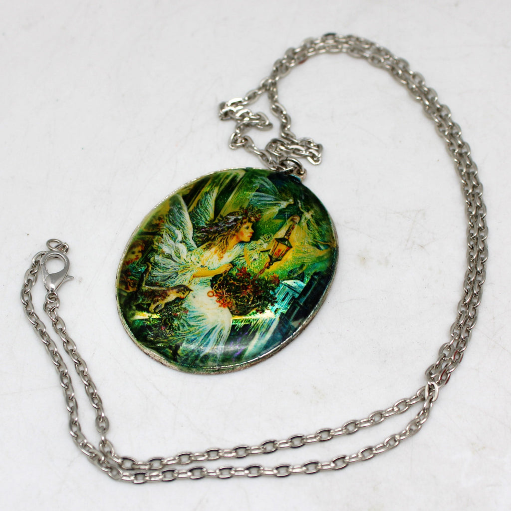 One-of-a-Kind Mother of Pearl Lacquered Miniature Jewelry Pendant 1.75 x 2