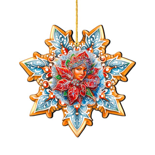 Snow Maiden Snowflake Large Wooden Ornaments by G. Debrekht - Christmas Decor - 8688401M