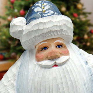 Winter Wolves Santa in Blue Hand-Painted WOODCARVED Masterpiece by G. DeBrekht - Christmas Decor - 8214824