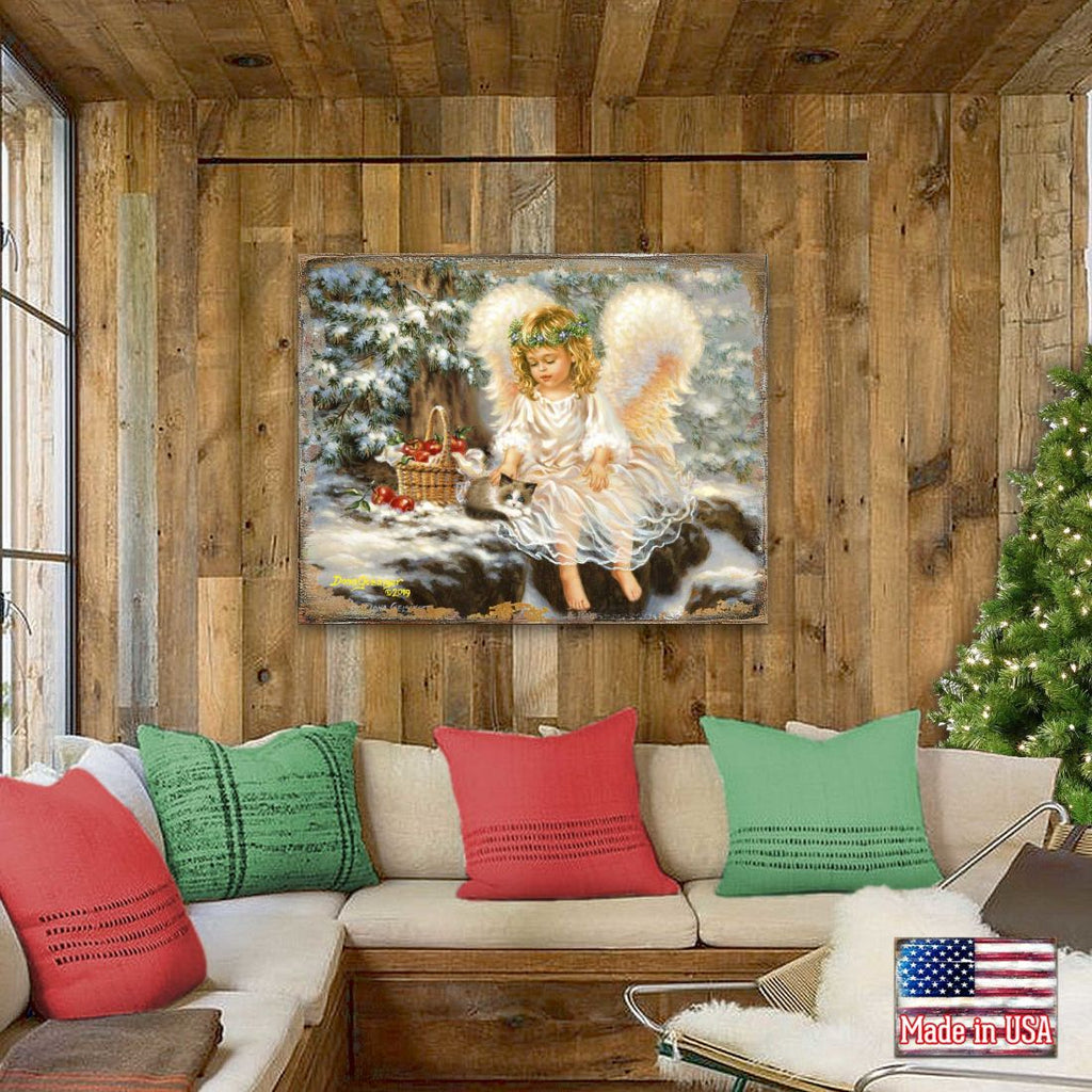 American Angel Winter Companions Wooden Wall Art by D. Gelsinger - Nativity Holiday Decor - 95657B-0718