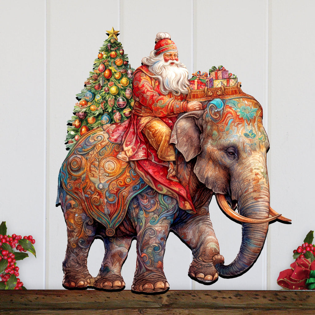 Santa on Elephant Holiday Door Decor by G. Debrekht - Christmas Decor - 8611043-2H
