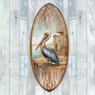 Pelican Surfboard Coastal Wall Art by G. DeBrekht - Coastal Holiday Decor - 8490128HS