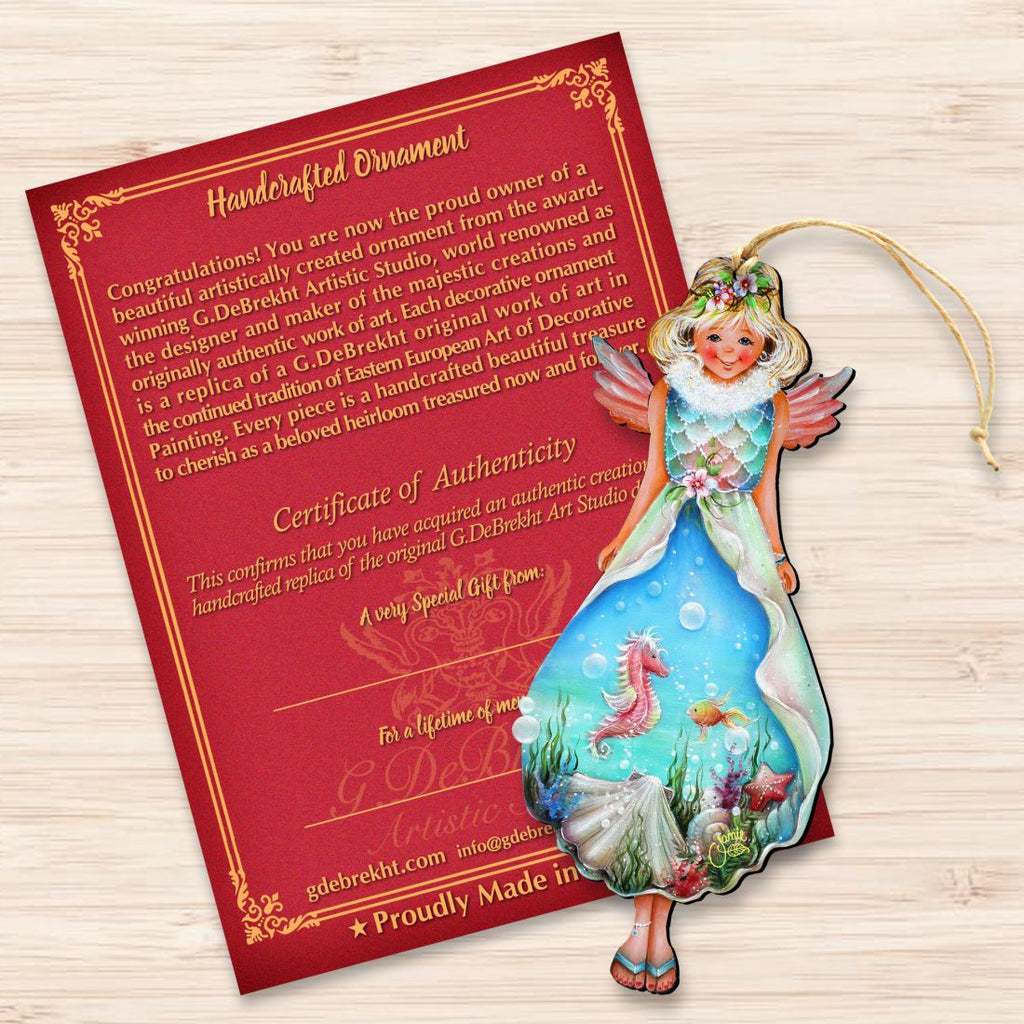Coastal Fairy Wooden Ornaments by Jamie Mills-Price - Coastal Holiday Decor - 8457901