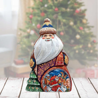 Going in the Chimney Santa Hand-Painted WOODCARVED Masterpiece by G. DeBrekht - Christmas Decor - 8206014