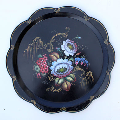 One-of-a-Kind Authentic Zhostovo Metal Tray Hand-Painted by Tatiana Sholohova 17D Functional Kitchenware Table and Unique Wall Decor