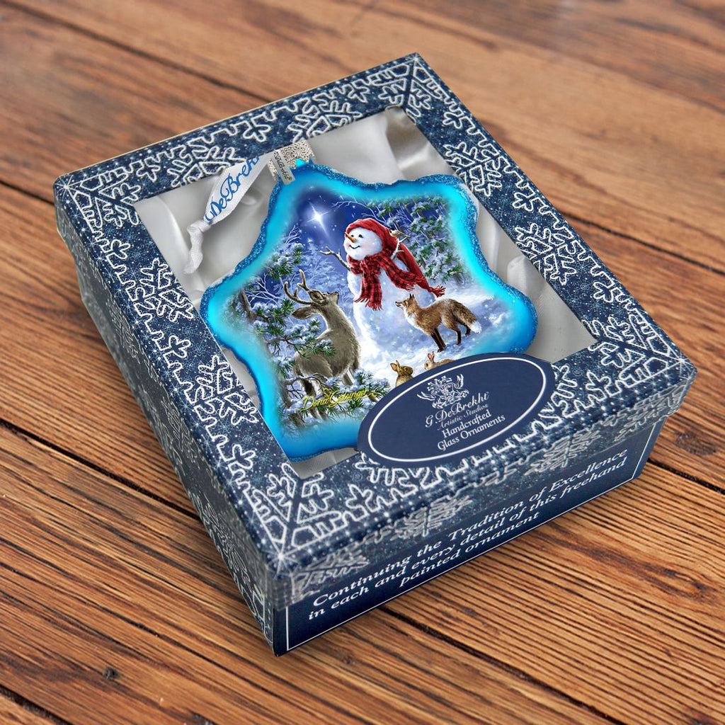 Heaven with Snowman Glass Ornament by D. Gelsinger - Christmas Santa Snowman Decor - 754-102B-DG