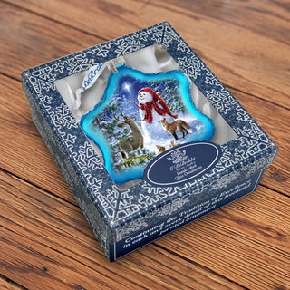 Heaven with Snowman Glass Ornament by D. Gelsinger - Christmas Santa Snowman Decor - 754-102B-DG