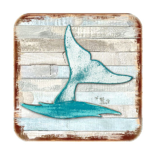Whales Tale Coastal Wooden Cork Coasters Gift Set of 4 by Nature Wonders - Coastal Sea-Life Decor - 8198535-9C-S4
