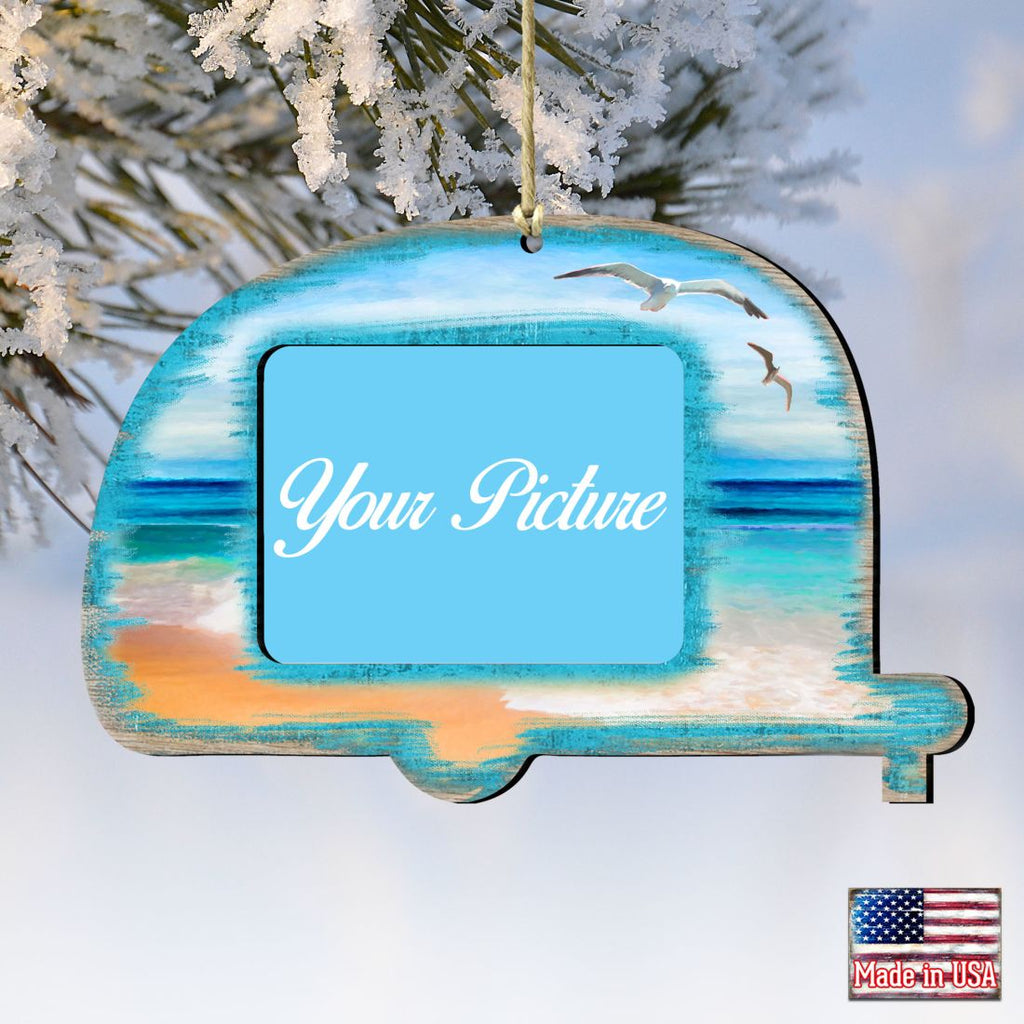 Camper Coastal Picture Frame Ornaments - Ornament for Photo - Coastal Holiday Decor - 8198431-3PF