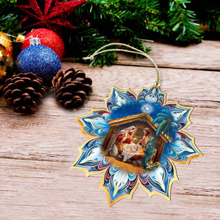 Holy Family Snowflake Large Wooden Ornament by G. Debrekht - Nativity Holiday Decor - 8688439M
