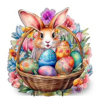 Bunny in a Basket Easter Yard Sign by G. DeBrekht - Easter Spring Decor - 8652764F