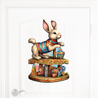 Carousel Bunny with Toys Holiday Door Decor by G. Debrekht - Christmas Decor - 8611086H