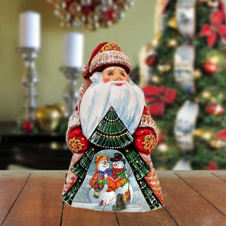 Snowman Winter Story Santa Hand-Painted WOODCARVED Figurine by G. DeBrekht - Christmas Santa Snowman Decor - 8208012