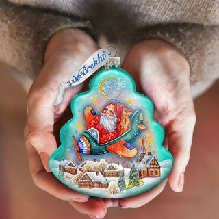 Christmas Aviator Glass Ornament by G. DeBrekht - Christmas Santa Snowman Decor - 762-017