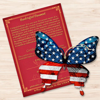 USA Patriotic Butterfly Wooden Ornaments - American Christmas Decor - 8187127
