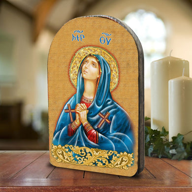 Mother of God Wooden Gold Plated Religious Christian Sacred Icon - Inspirational Icon Decor - 86014