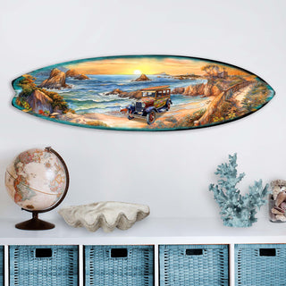 Sunrise at the Beach Surfboard Coastal Wall Art by G. DeBrekht - Coastal Holiday Decor - 8490124HS