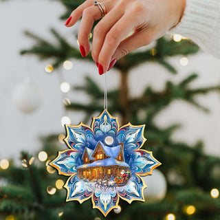 Waiting for Christmas Snowflake Eco Wood Ornaments Set of 3 by G. Debrekht - Christmas Decor - 8090150-S3