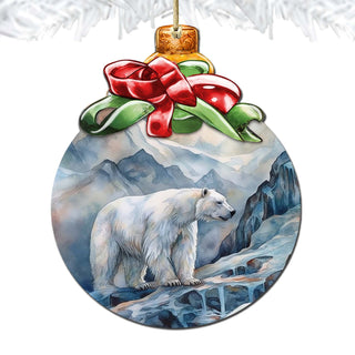 Arctic Frost Peak Polar Bear Wooden Ornaments by G.Debrekht - Wildlife Holiday Decor - 870020