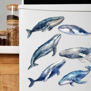Coastal Giants Humpback Whales Decorative Eco Wood Magnets Set of 6 by G. Debrekht - Wildlife Decor - 8090103G-S6