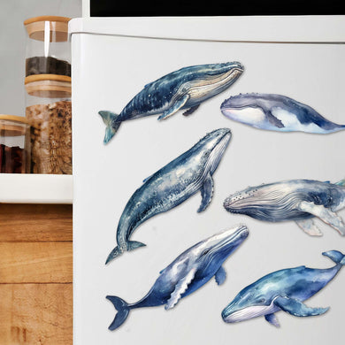 Coastal Giants Humpback Whales Decorative Eco Wood Magnets Set of 6 by G. Debrekht - Wildlife Decor - 8090103G-S6