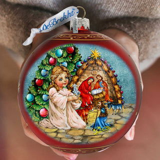 Christmas Miracle Lg Glass Ornament in Red by G.Debrekht - Nativity Holiday Decor - 73929R