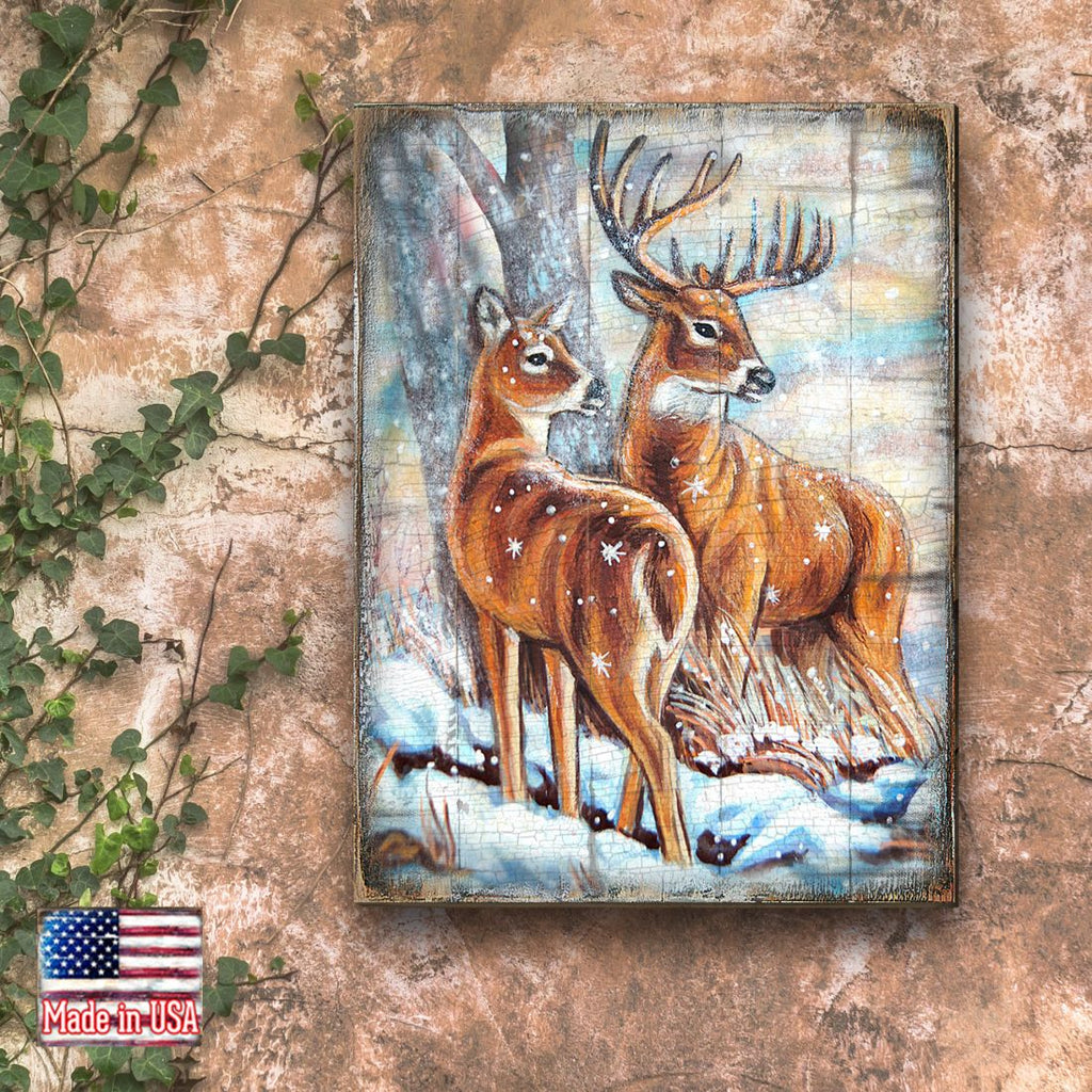 Schmid Deer's Art Wooden Wall Art by Nature Wonders - Nature Wildlife Decor - 95212B