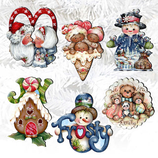 Merry Christmas Clip-On Eco Wood Decorative Ornaments Set of 6 by Jamie Mills-Price - Christmas Decor - 8090136C-S6