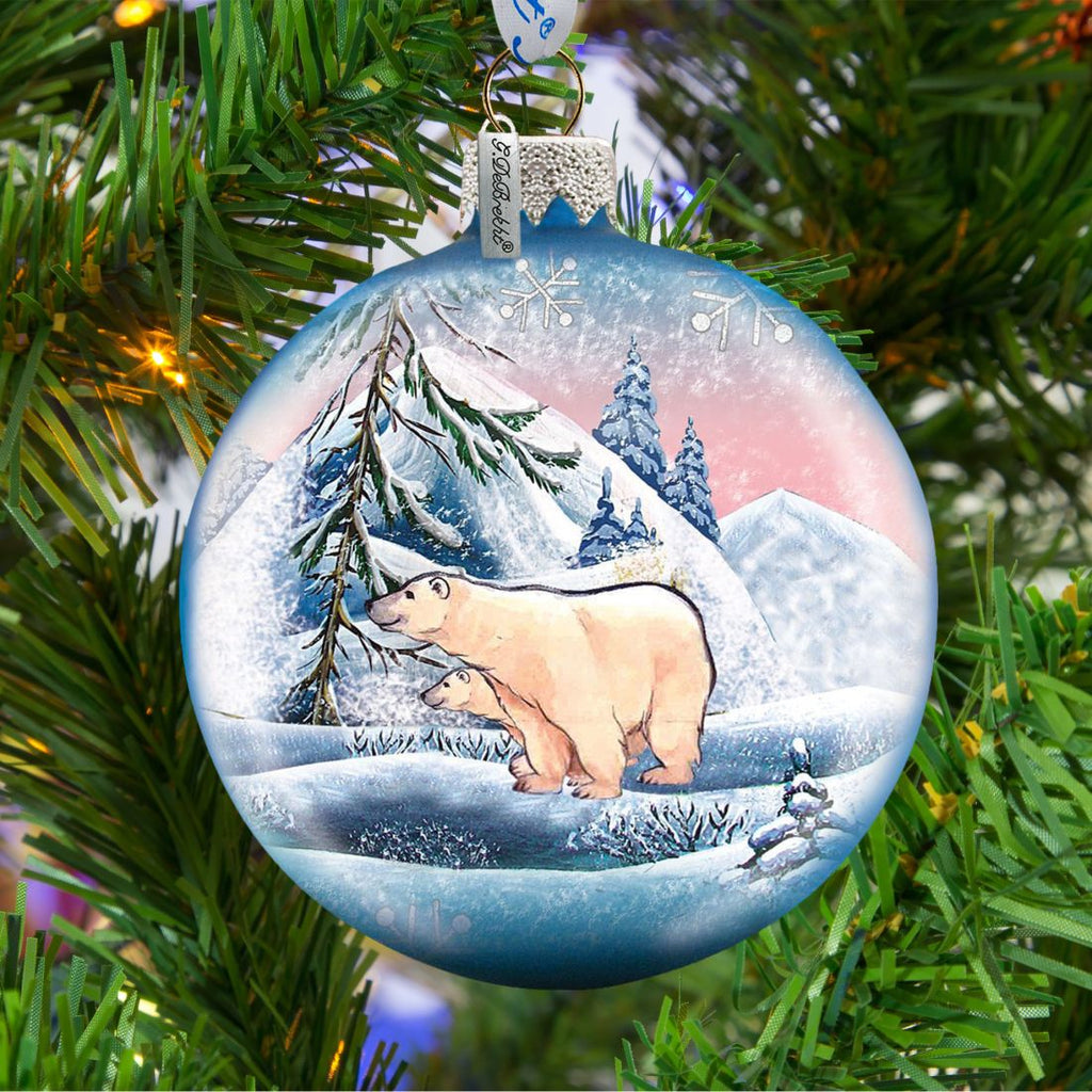 Polar Ice Ball Glass Ornament by G. DeBrekht - Wildlife Holiday Decor - 73411
