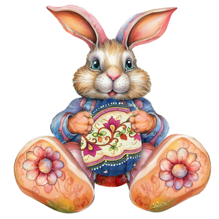Easter Bunny Boy with Egg Holiday Door Decor by G. Debrekht - Easter Spring Decor - 8652767H