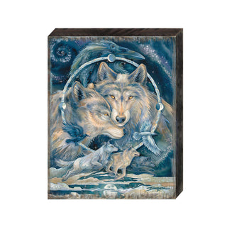 In Spirit I Am Free Wolves Ravens Wooden Wall Art by J. Bergsma - Nature Wildlife Decor - 85922723B-JB