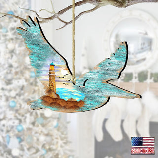 Pelican Wooden Ornaments by G. DeBrekht - Coastal Holiday Decor - 8198611