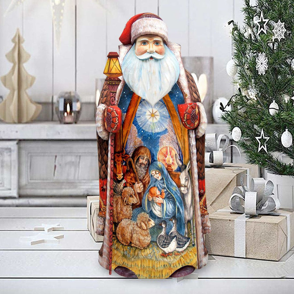 Nativity Santa Hand-Painted WOODCARVED Masterpiece by G. DeBrekht - Nativity Holiday Decor - 215624-2