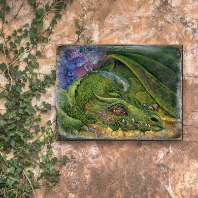 Never Tickle a Sleeping Dragon Fantasy Wooden Wall Art by Josephine Wall - Fantasy Decor - 852135-JW