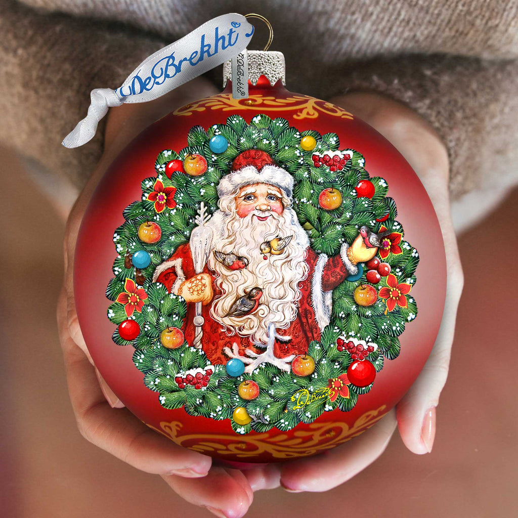 Santa the Bird Whisperer Glass Ornament Limited Edition by G. DeBrekht - Christmas Decor - 73914