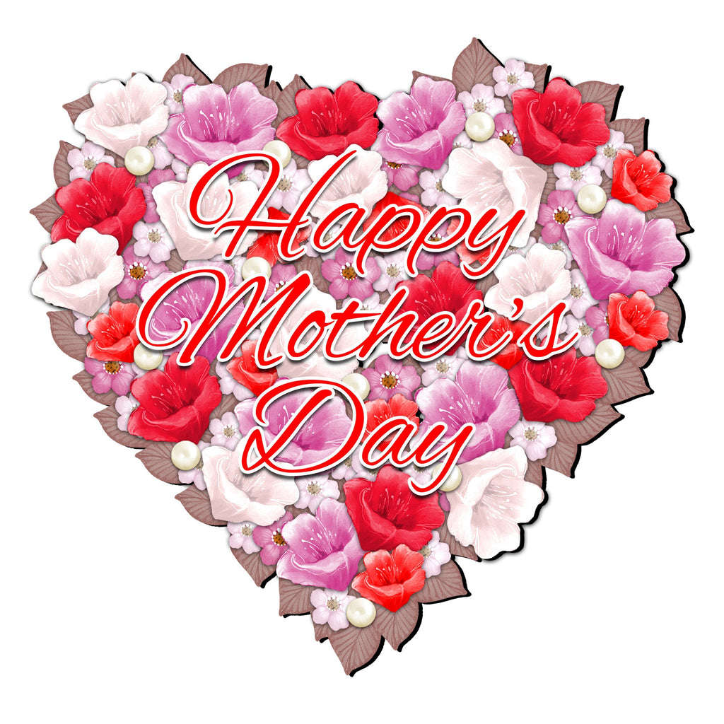 Happy Mothers Day Flower Heart Holiday Outdoor Decor Garden Stake by G. DeBrekht - Love Family Kids Decor - 8185308-2M