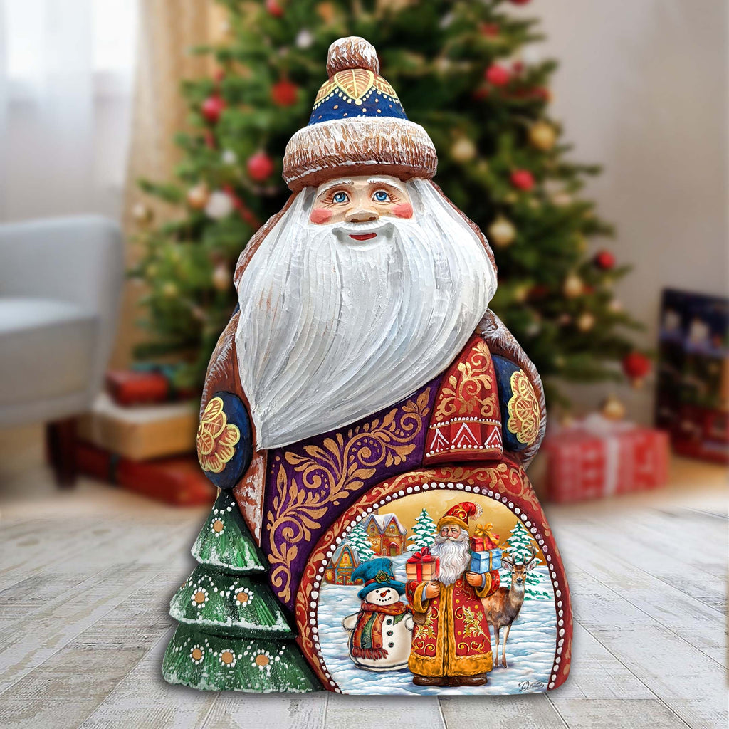 Merry Christmas Santa Hand-Painted WOODCARVED Masterpiece Figurine by G. DeBrekht - Christmas Decor - 8206020