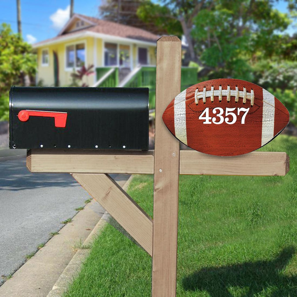 Football Wooden Custom House Number Sign - Love Family Kids Decor - Handcrafted Wooden Handcrafted Wooden Address Sign - MA989802