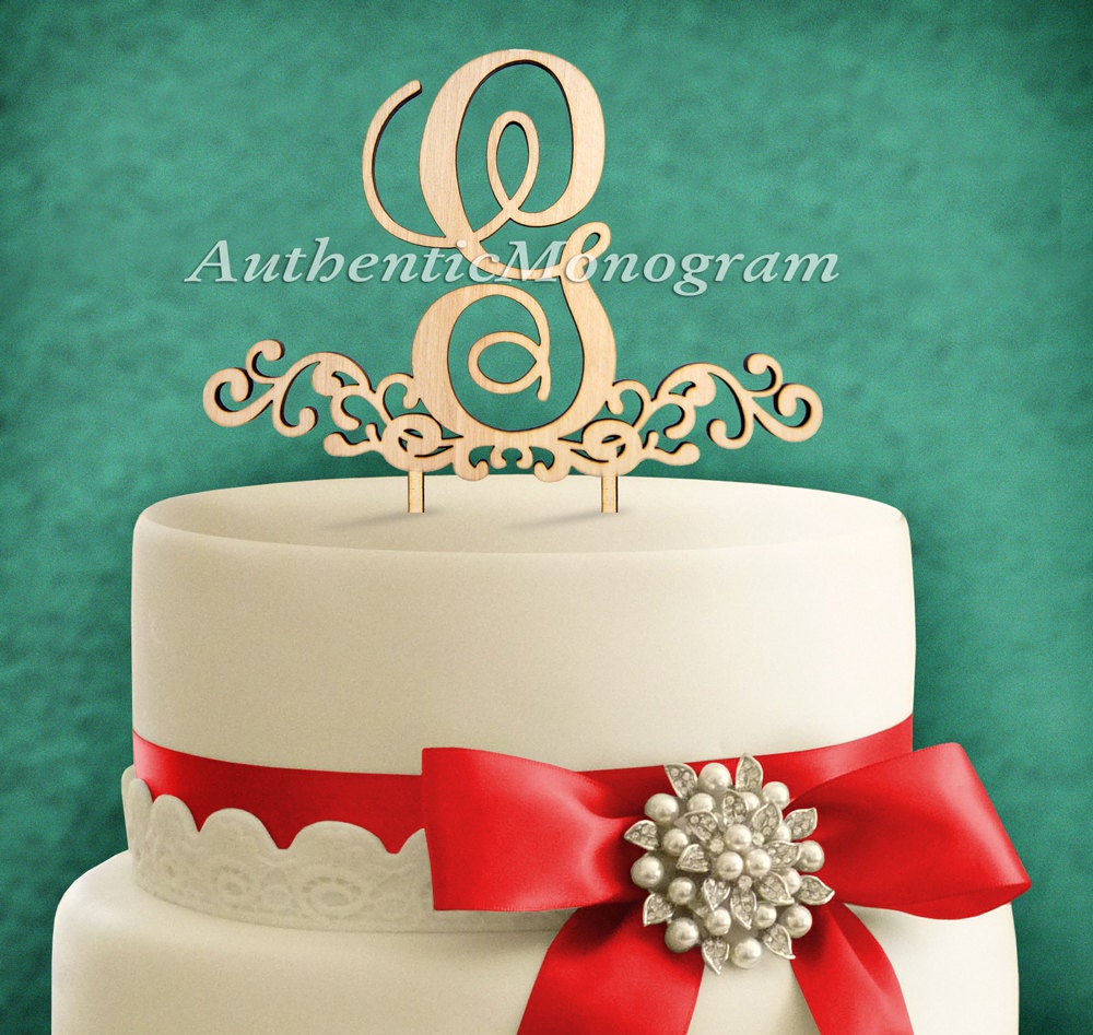 Wedding Cake Topper - Wooden AZ Letter Decorated Base Cake Topper, Anniversary, Engagement, Proposal, Rehearsal 4401