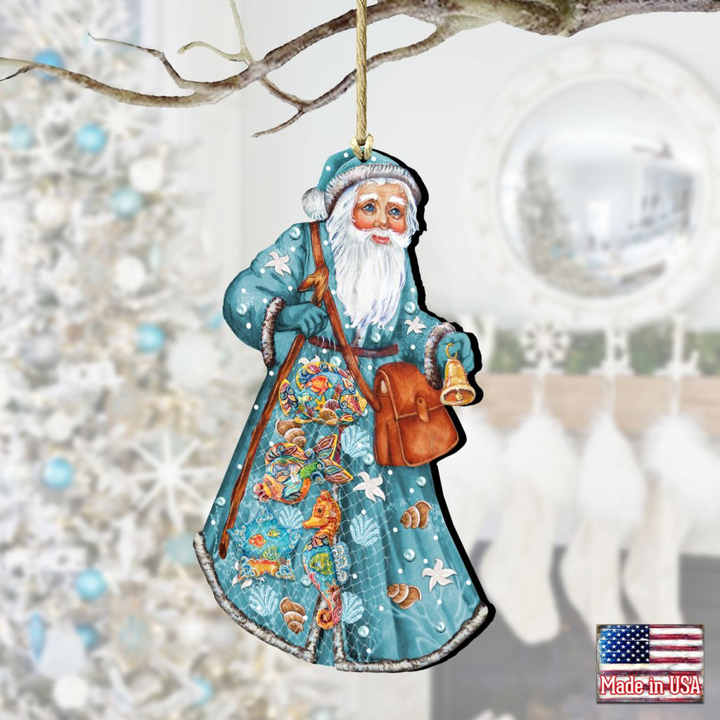 Fishermen Santa Wooden Ornaments by G. DeBrekht - Coastal Holiday Decor - 8124120-2