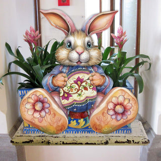 Easter Bunny Boy with Egg Holiday Door Decor by G. Debrekht - Easter Spring Decor - 8652767H