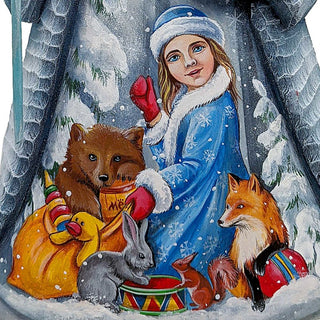 the Snow Maiden with Her Friends Santa Hand-Painted WOODCARVED Figurine by G. DeBrekht - Christmas Decor - 2821490
