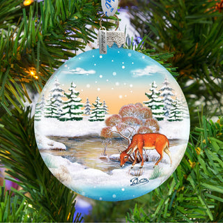 a christmas ornament hanging from a christmas tree